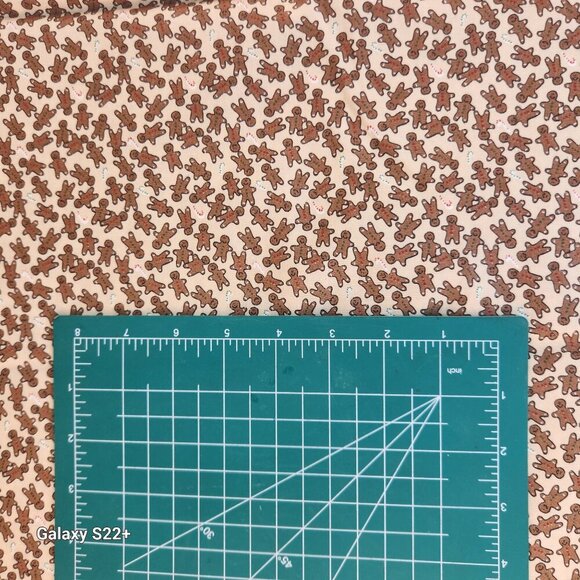 Gingerbread Man Candy Cane Christmas Holiday Printed Fabric Beige Brown Red Gree - Picture 5 of 7